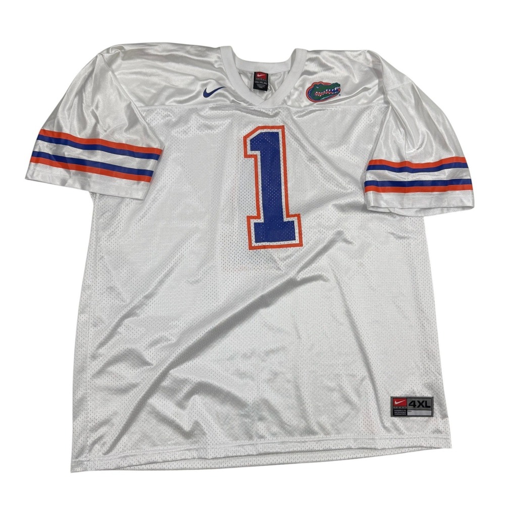 Nike Team Florida Gators #1 Football Jersey Mens 4XL White Mesh Vintage